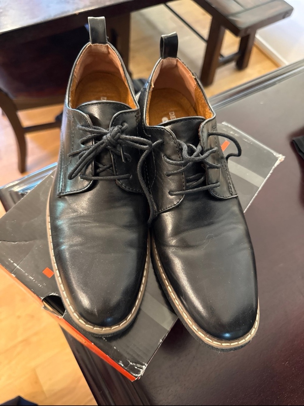 Deer Stags Black Leather Derby Lace-Up Shoes